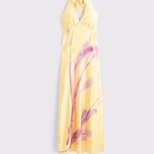 Abercrombie & fitch Julia halter slip dress size S 
Yellow and Pink